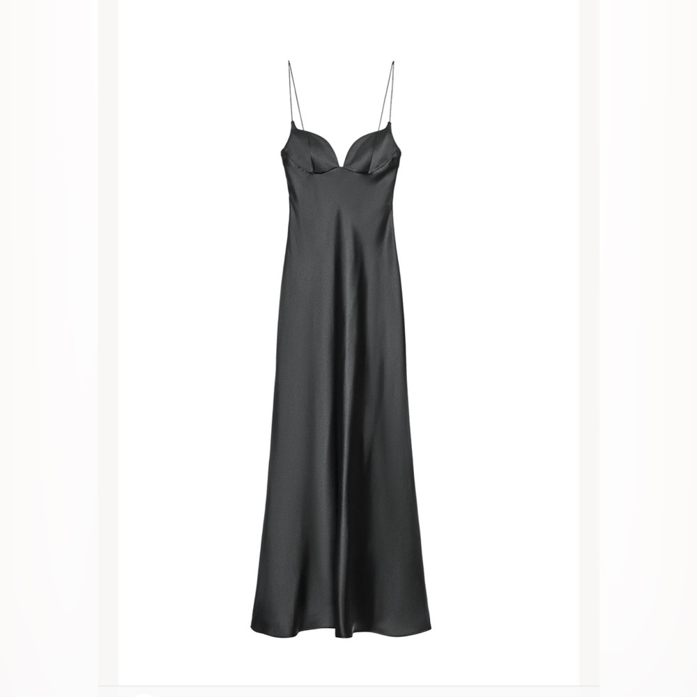 LONG SATIN EFFECT DRESS RED. - Picture 2 of 2